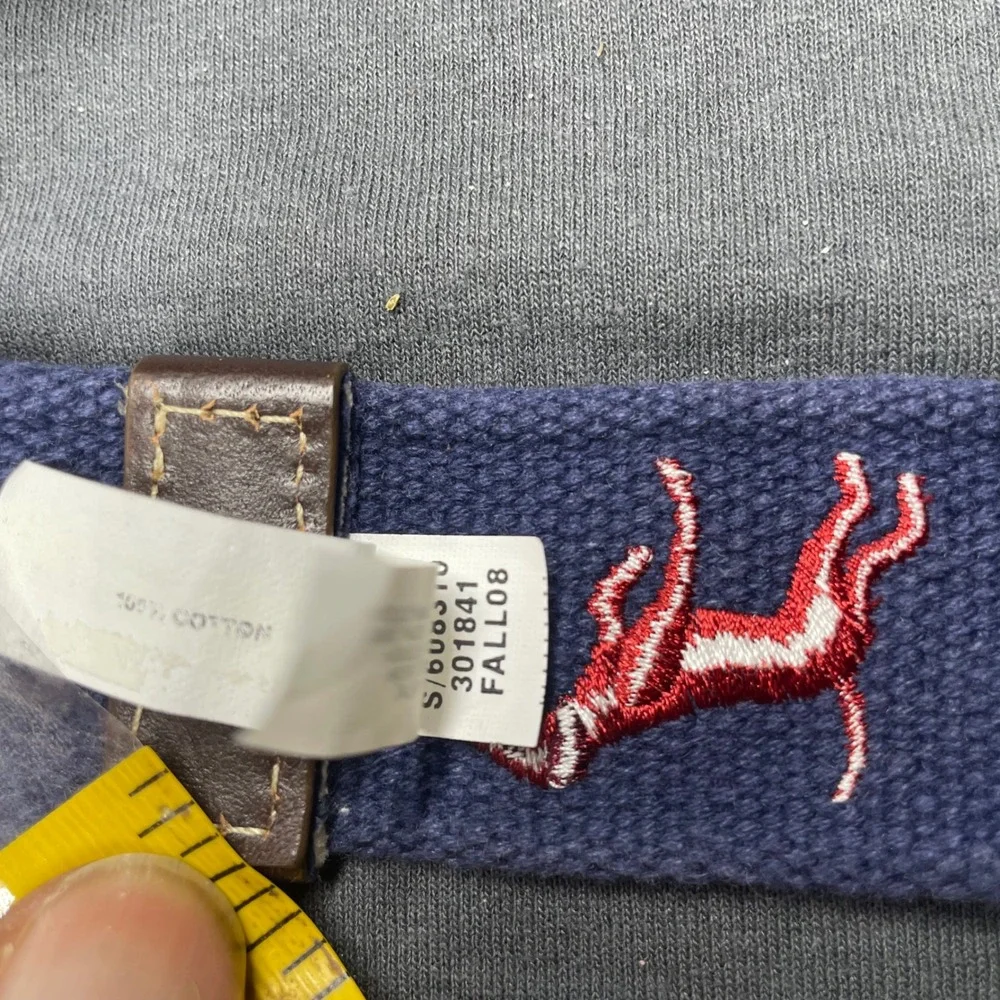 Gap Men VTG Belt Navy preppy Blue Cotton Canvas L/XL Preppy Red Dog D-Ring